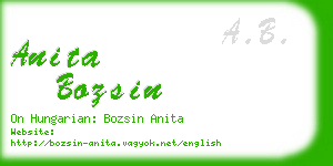 anita bozsin business card